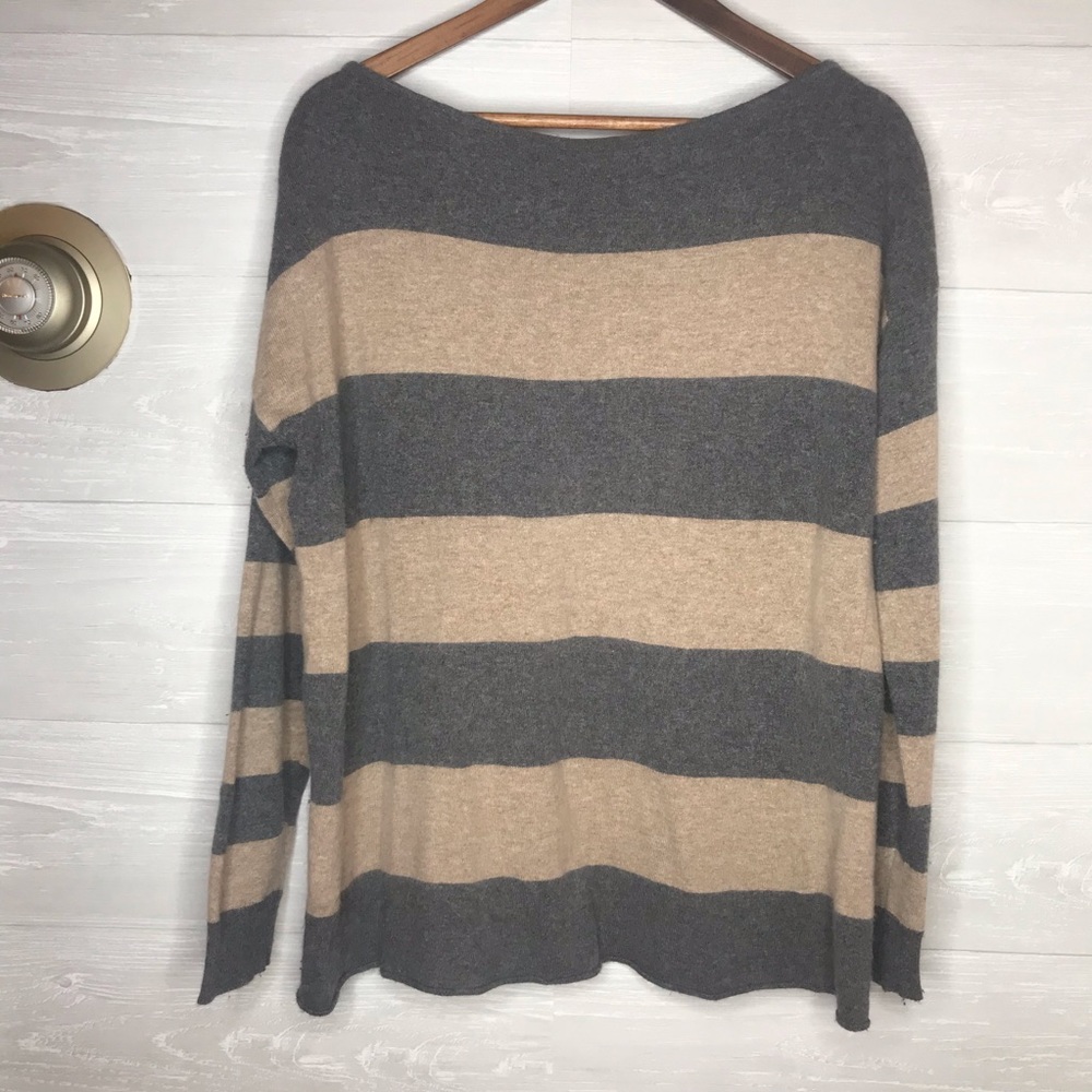 Cashmere silk company boat neck striped sweater